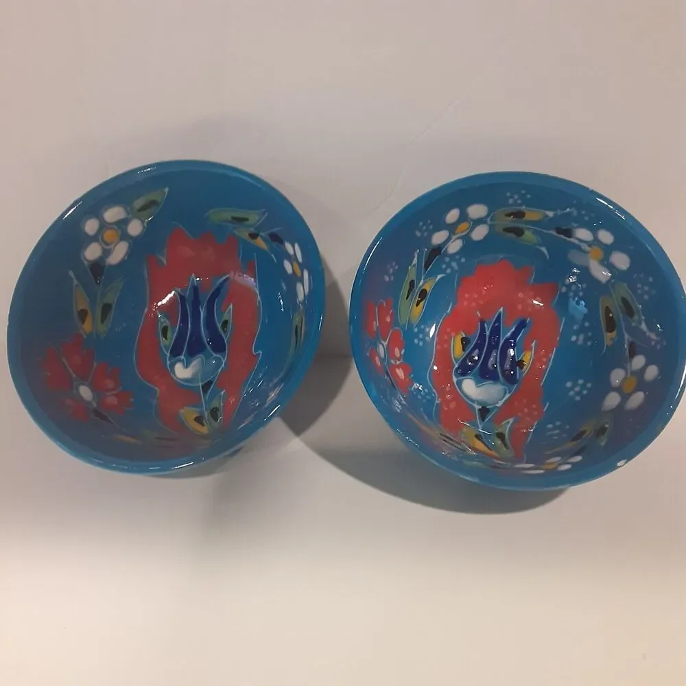 Handmade Hand Painted Mini Bowl Set 4pc Beautiful
